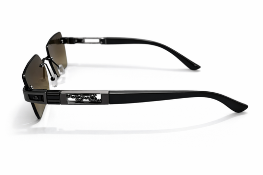 Luxury Rimless Rectangle Sunglasses – Green Lens Edition